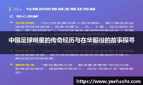 中国足球明星的传奇经历与在华服役的故事探寻
